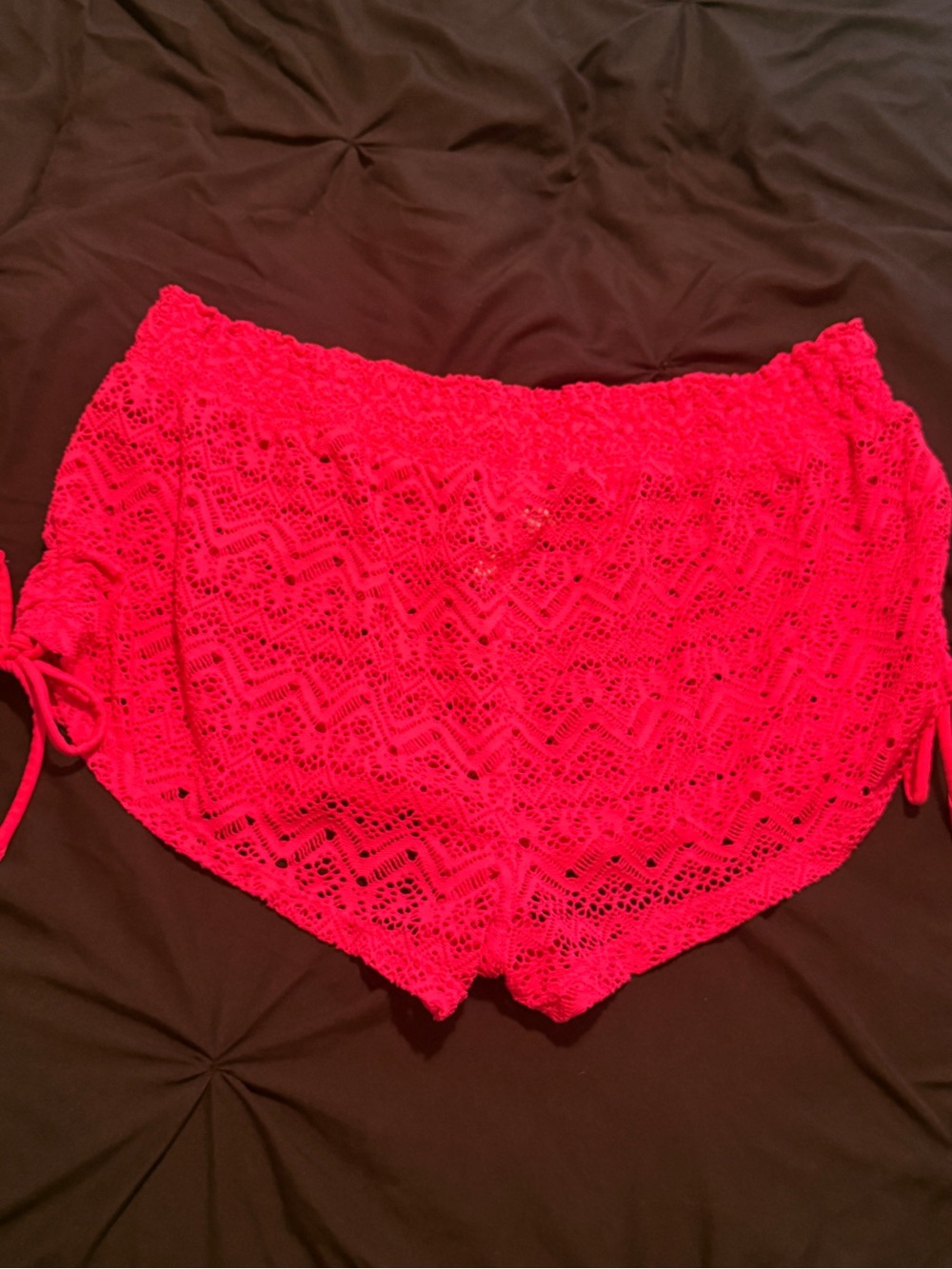 No Boundaries Crochet Lace Beach Shorts - Hot Pink